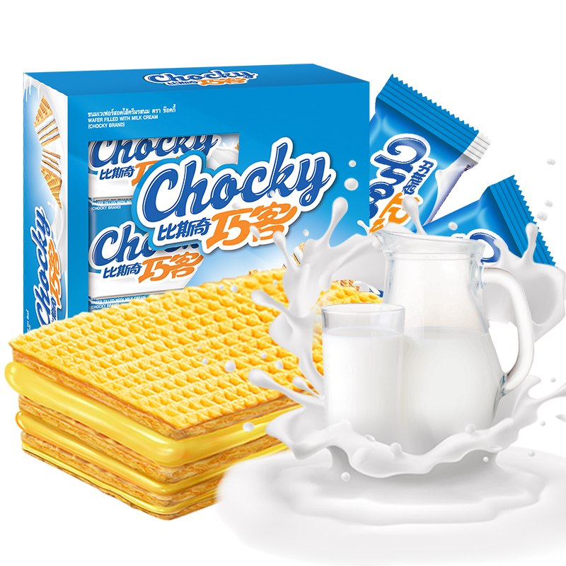 泰国进口 CHOCKY/比斯奇果屋巧客 384g（32g*12袋）/盒 牛奶味夹心威化饼干