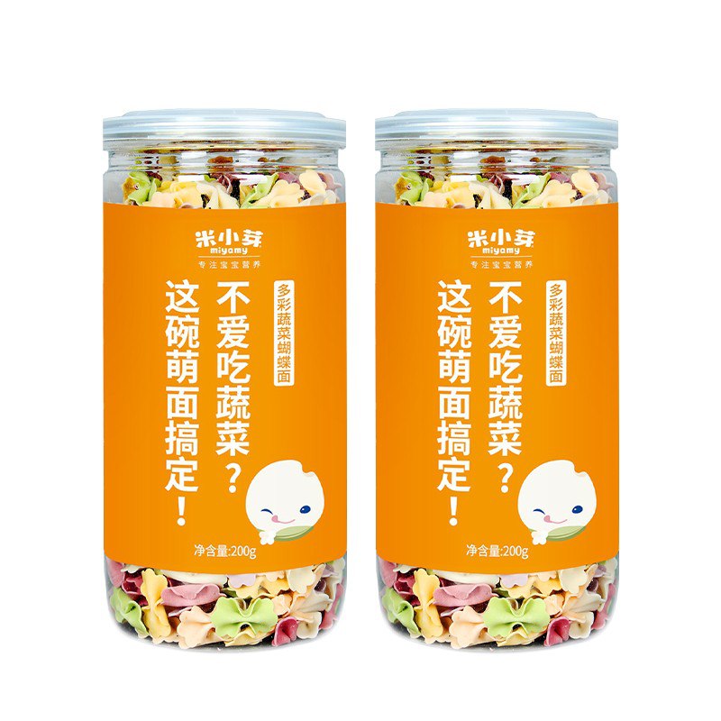 【京东】米小芽蝴蝶面宝宝面条果蔬面营养200g 2罐，关注店铺报价42.9：