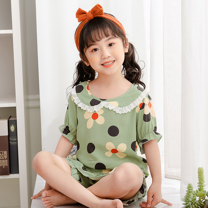 儿童棉绸公主短袖家居服套装   (FlKi1w5uuso)    24.9亓