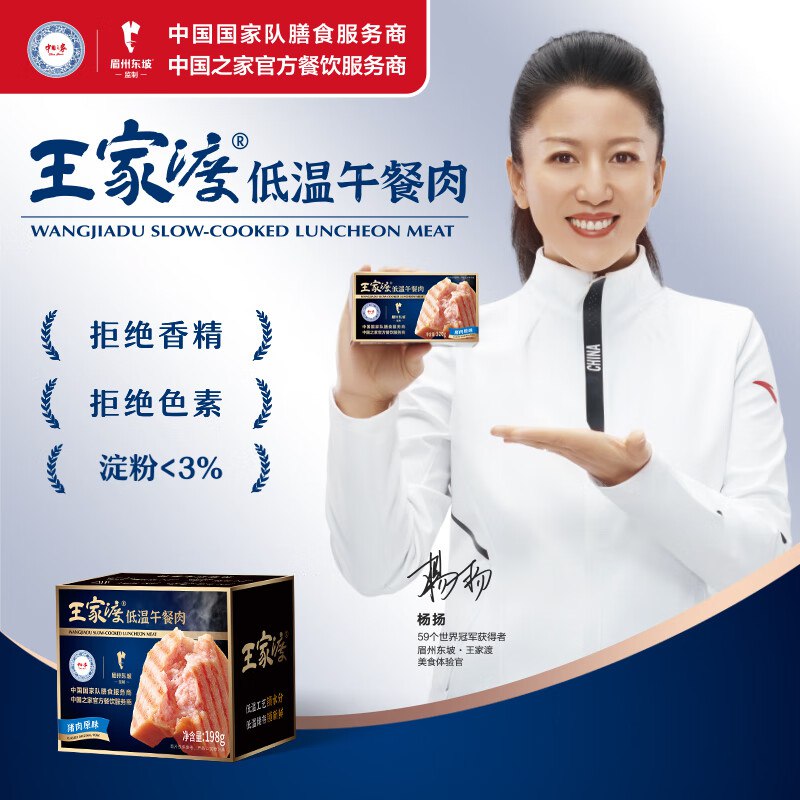 王家渡 低温午餐肉198g*5盒