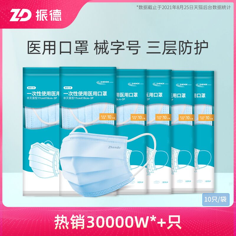 16.9元 ZD振德旗舰店医用三层一次性口罩120只(P9znXo6ikSr)/