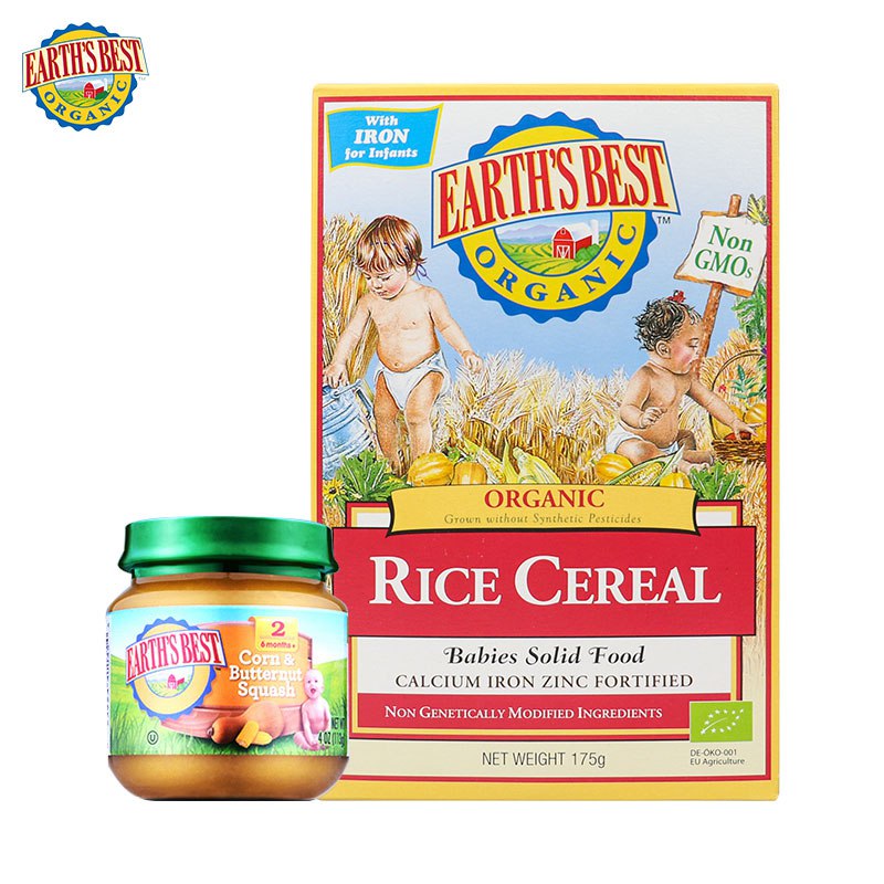 【10】爱思贝(EARTH’S BEST) 有机大米粉175g蔬菜泥113g 宝宝婴儿辅食超值套装钙铁锌米粉米糊营养佐餐泥拍2，52 运费劵入口 