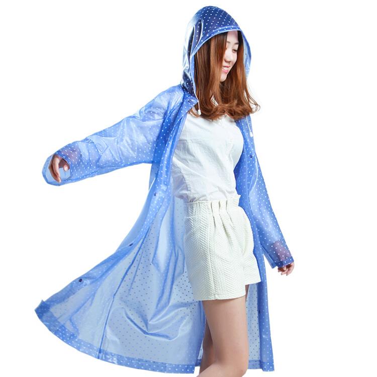 天堂雨衣长款波点时尚透明风雨衣户外防风行走旅行便携男女款BDFYY兰色波点XL
