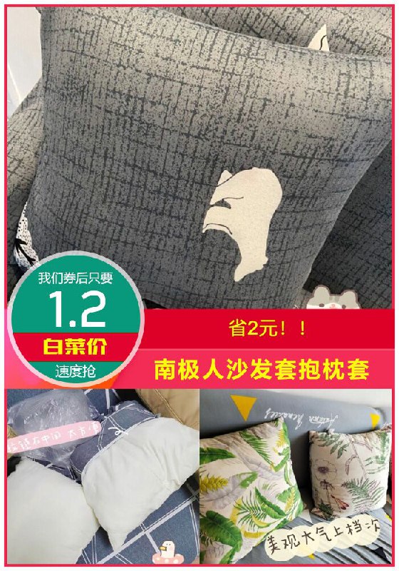 ★0点秒杀，先抢券★【南极人】懒人沙发套抱枕套原价3.2元【券后1.2元】包邮