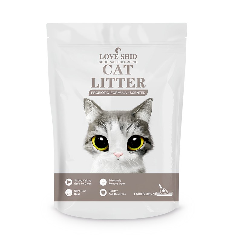 爱仕得（LOVESHID）宠物用品猫砂无味低尘结团吸水矿土猫砂14lb（6.35kg）