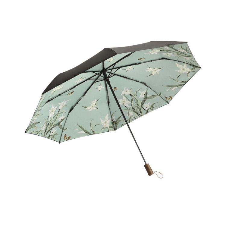 蕉下太阳伞防紫外线雨伞双层防晒伞折叠晴雨伞遮阳伞小黑伞49cm*8骨玉萦