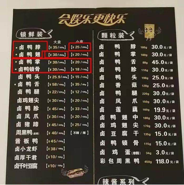 鸭脖、锁骨，鸭翅，鸭掌任选抓紧安排 追剧夜宵必备！肉质鲜嫩 今天折一盒才12块多线下一盒都卖30多呢！！