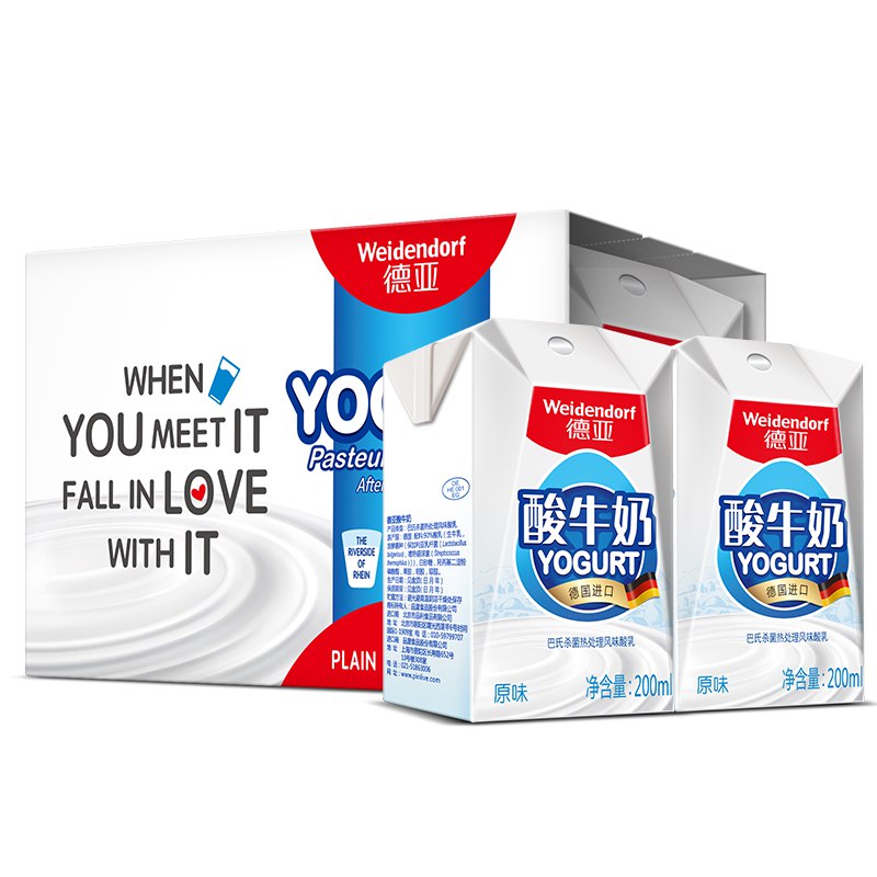 【大 】【京东自营】德国进口酸奶 德亚（Weidendorf）200ml*3盒装