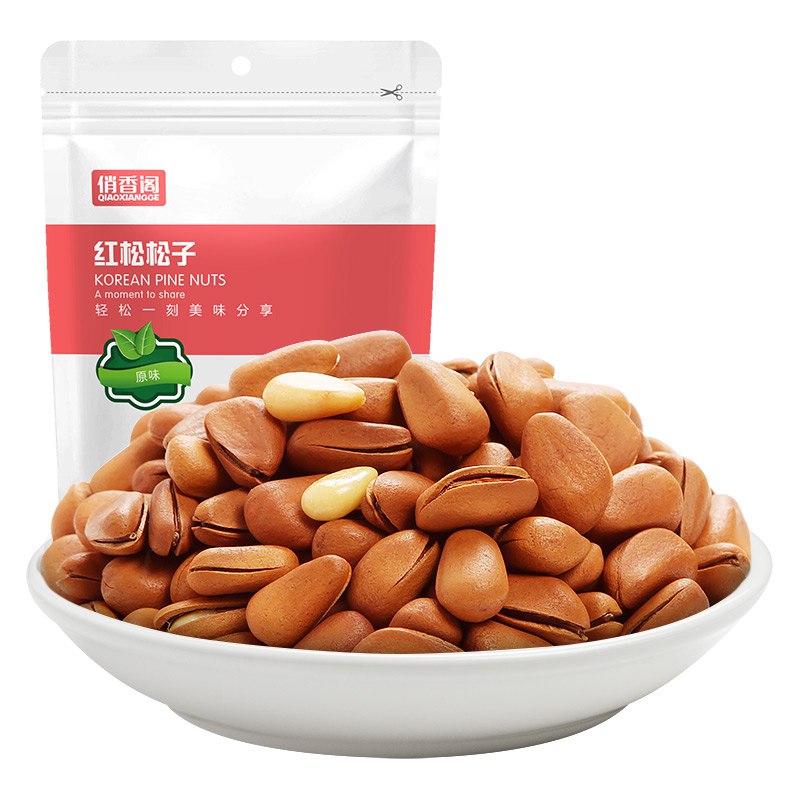 -俏香阁 开口松子 每日坚果炒货 零食小吃 东北红松松子158g/袋