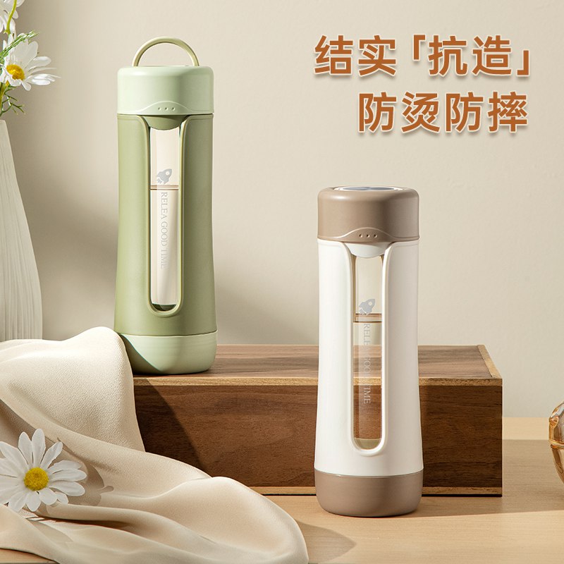 24.9亓 物生物夏季带盖防摔玻璃水杯420ml(CkM82mMgHBQ)/   304不锈钢茶隔，防摔设计