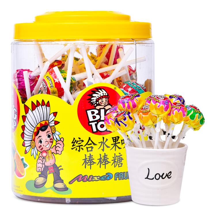 马来西亚进口BIGTOP综合水果味棒棒糖休闲零食儿童糖果硬糖喜糖60支装