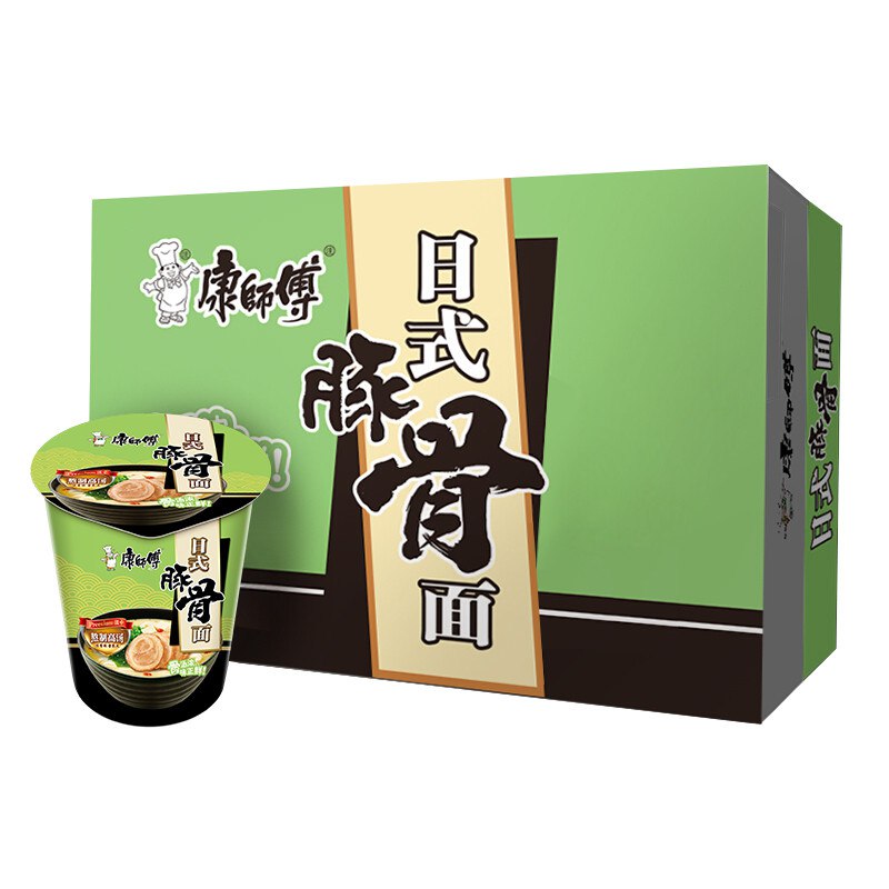 康师傅方便面熬制高汤日式豚骨面12杯杯面泡面