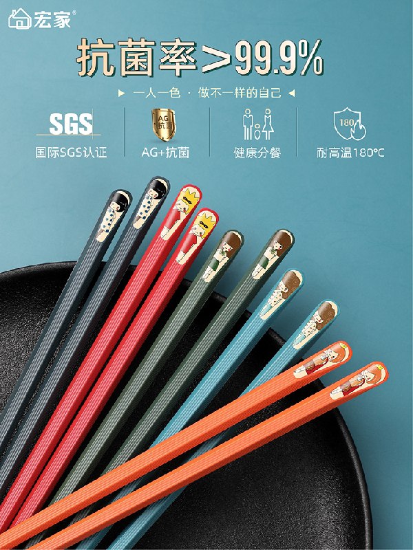 12.9元 拍下变价 5双日式高颜值合金抗菌防霉筷(Gb6PX1dQcVw)/