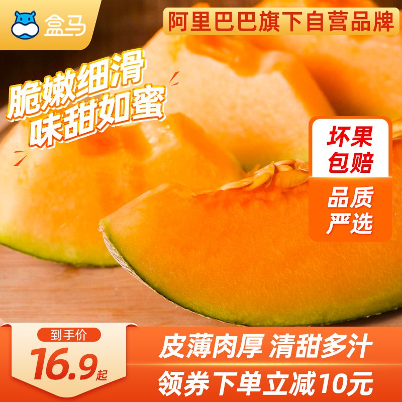 19.9亓【盒马】西州网纹哈密瓜4斤大果2个(yvhN2LdQYij)/   肉多皮薄很甜盒马的品质值得相信~闭眼入~