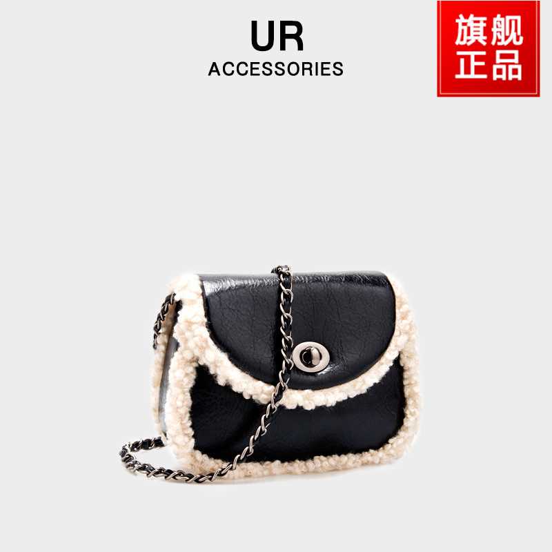 98元【UR箱包旗舰店】新款羊羔毛链条斜挎马鞍包(QMTTcGUXnXc)/