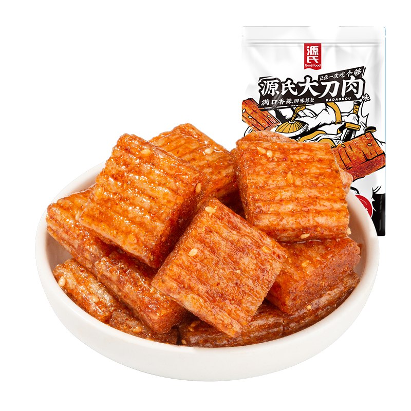 12.9元 可签到 源氏经典大刀肉辣条260g*2袋源氏是给三只松鼠做代加工的(UUDj2lP6orf)/
