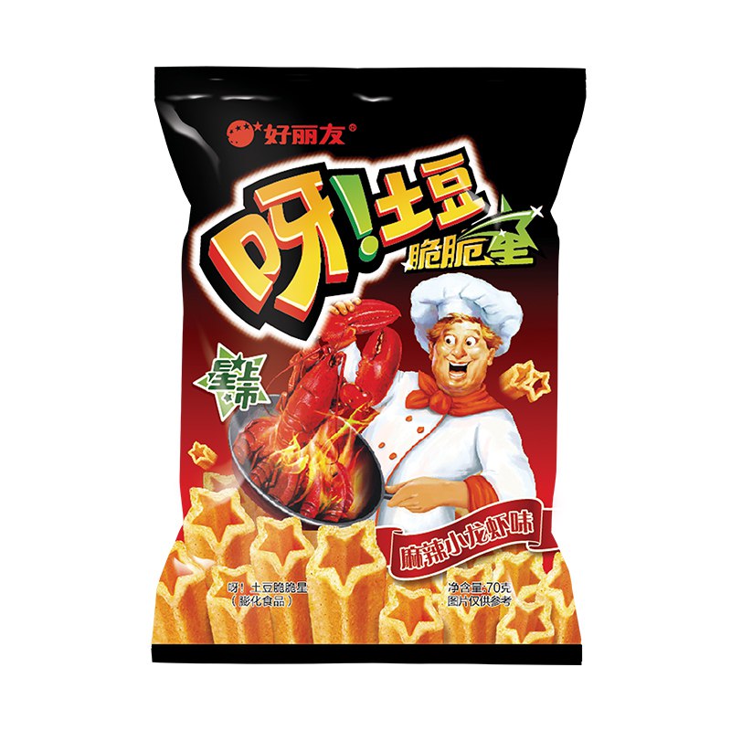 Orion 好丽友 休闲零食 膨化薯条薯片 呀！土豆脆脆星 麻辣小龙虾味70g/袋