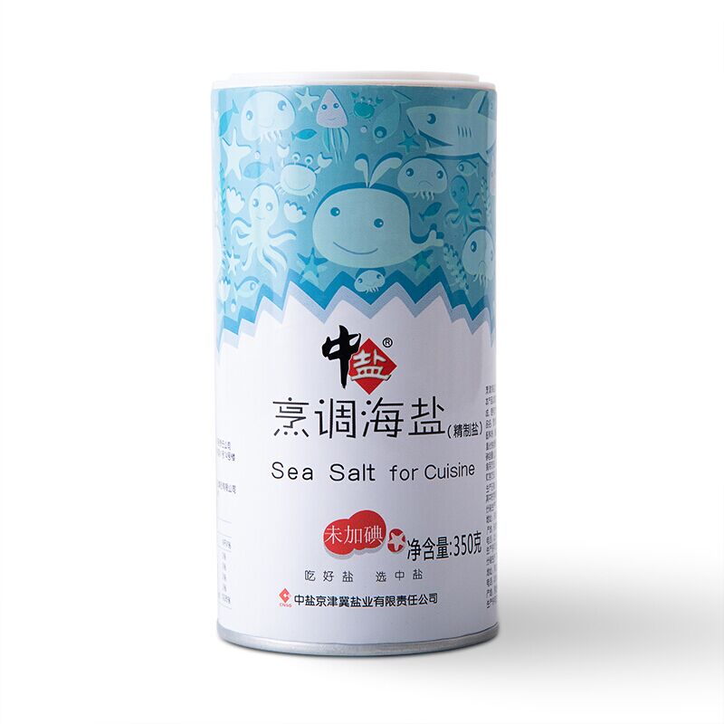 中盐盐烹调海盐无碘盐海水精制调料调味品350g中盐京津冀出品
