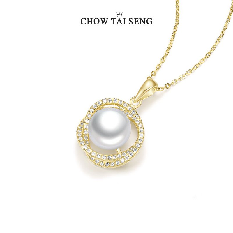 10点开始 拍下179元【周大生饰品旗舰店】埃及遗珠系列金色珍珠项链(tIEr2ZzHb0t)/