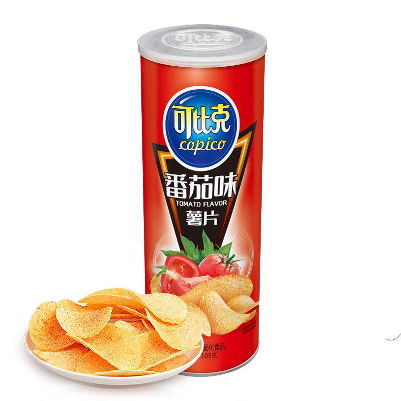 可比克薯片 番茄味105g膨化零食休闲食品