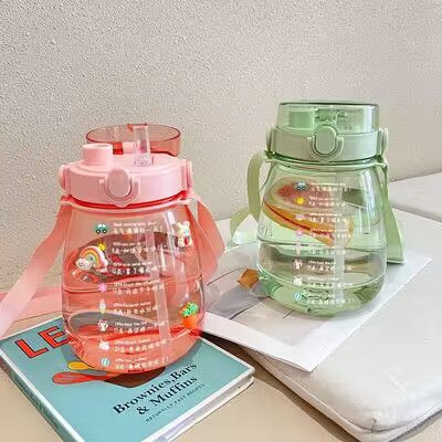 0点开始 12.9💵【shoke旗舰店】双饮吸管大肚塑料水杯1300ml)XmiadG2nSgK)/ CZ11//