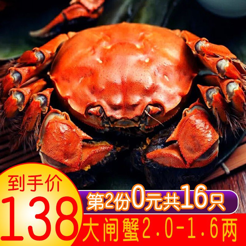 大闸蟹（死蟹包赔） 2两 ！ 拍2份！16只88 P号叠加满-10 到手价78 ！