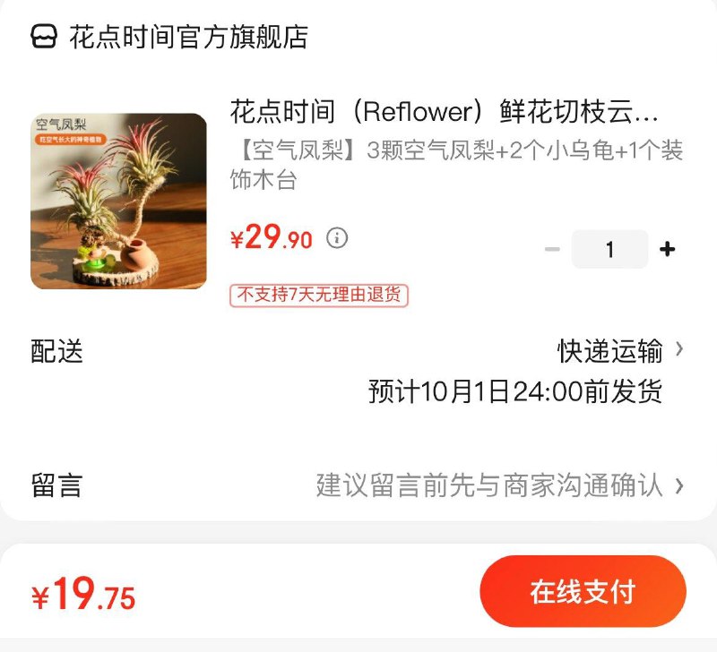19.9亓 花点时间空气凤梨插花3颗空气凤梨 2小乌龟 木台