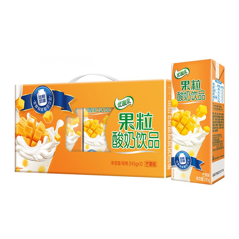 【京东】伊利 优酸乳果粒酸奶饮品饮料芒果味245g*12盒/箱【9.9】