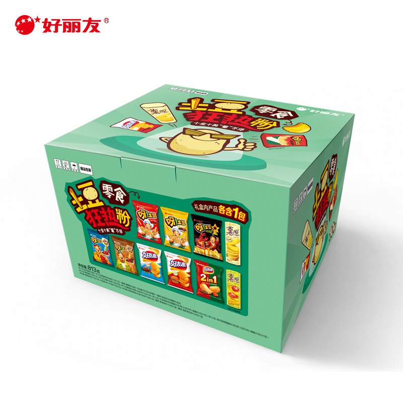 好丽友orion土豆零食狂热粉膨化礼盒813g某东65.9可2件五折