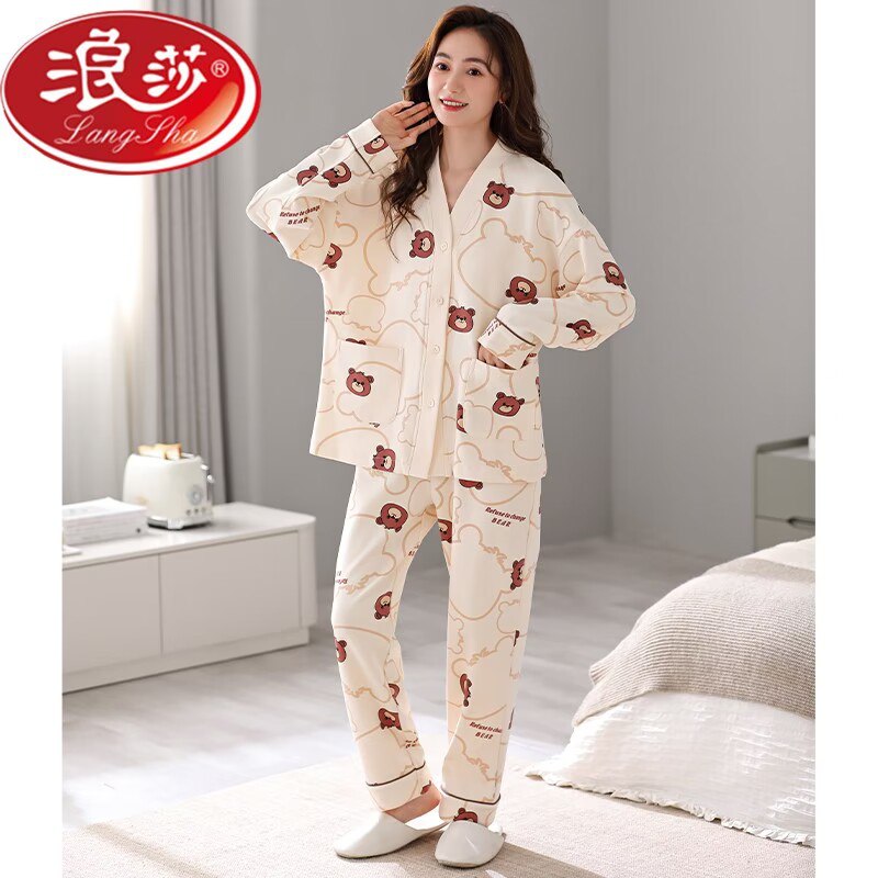 0点39.9💵【浪莎睡衣官方店】浪莎长袖纯棉高品质家居套装)rrD5dyhfLeB)/ CZ11//多款式任选 保证无色差不掉色舒适的纯棉材质面料 柔软亲肤可爱的印花图案 甜美又清新哦高品质高颜值 居家外出都可穿