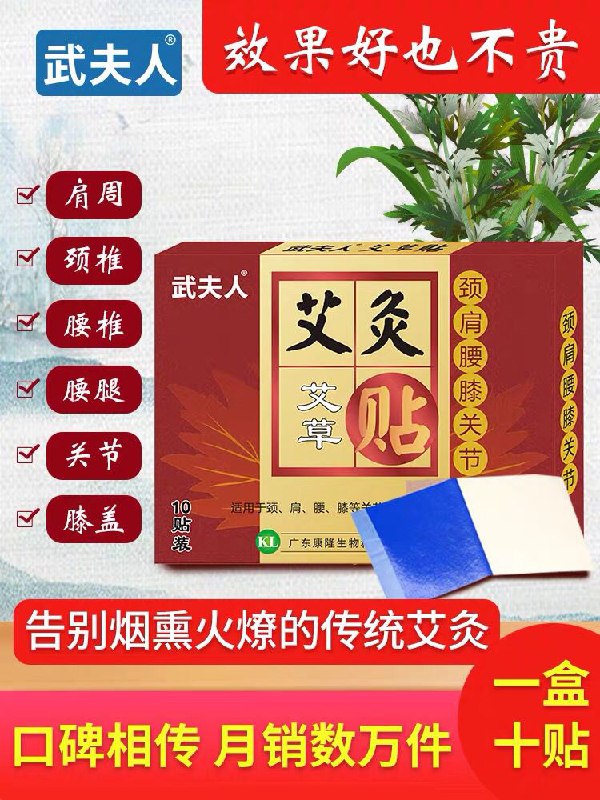 先领券 0点后下单 9.9元武夫人关节热敷艾草10贴 (MD1V1vAX7gI)