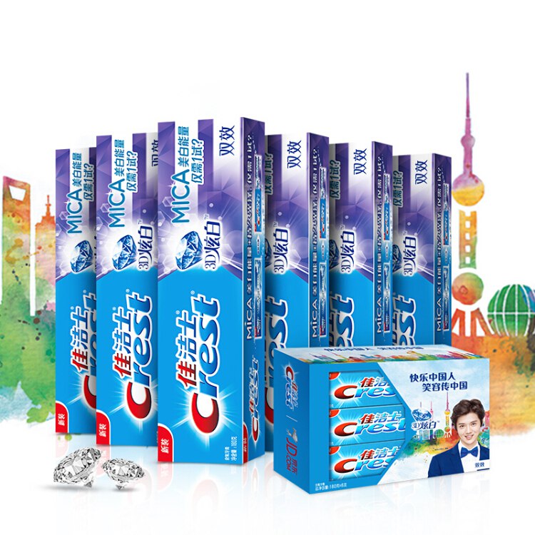 【京东】佳洁士（Crest）3D炫白双效牙膏180g6支装鹿晗定制装：