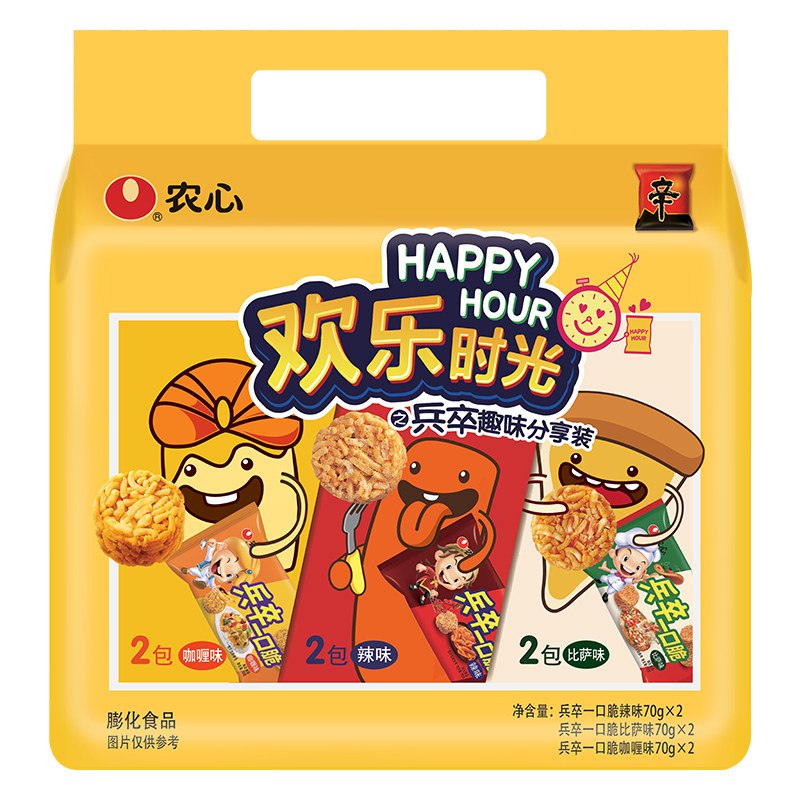 【京东】标题下领169—30券农心 欢乐时光兵卒6连包组合拍10件【69】+U；接近史低