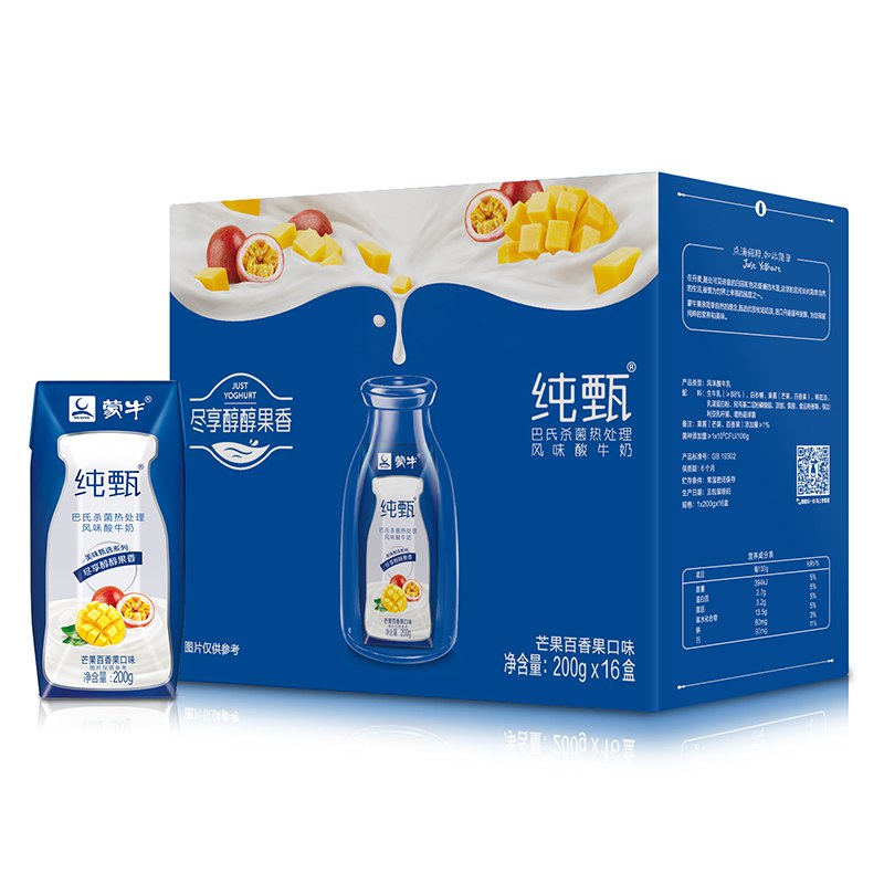蒙牛 纯甄 常温风味酸牛奶 芒果百香果口味 200g*16 礼盒装