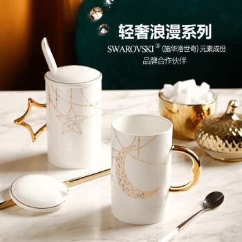 创意陶瓷马克杯  进口描金情侣水杯一对 2只装  98元 