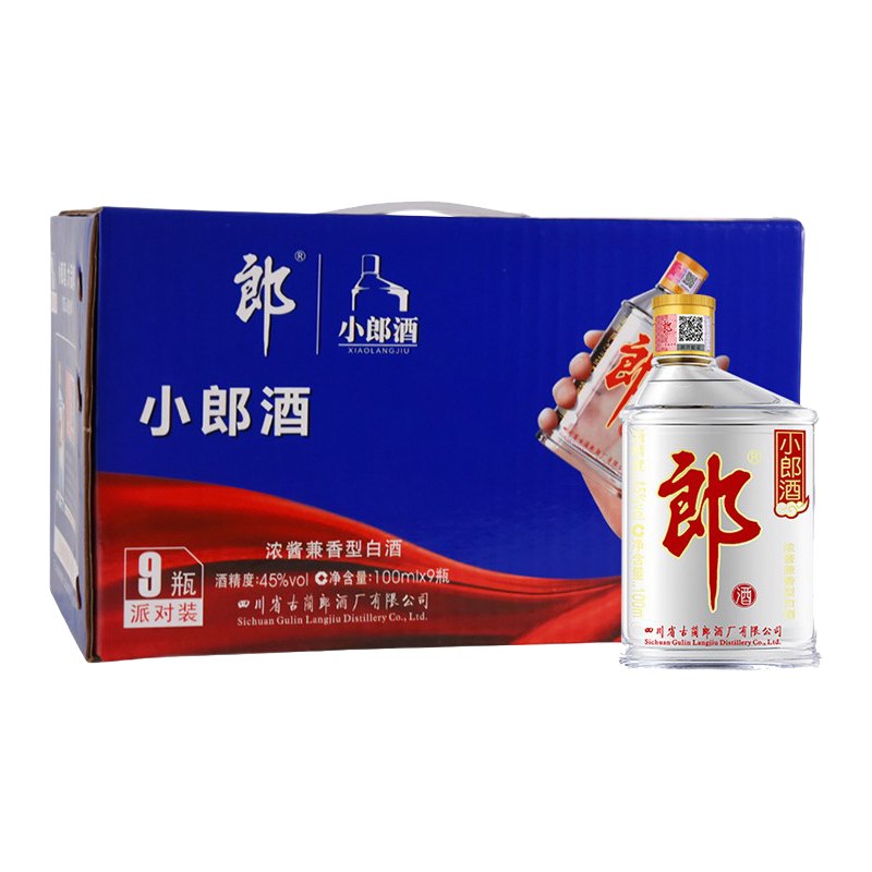 【京东plus】郎酒 小郎酒 45度 100ml*9瓶*4件 406元包邮