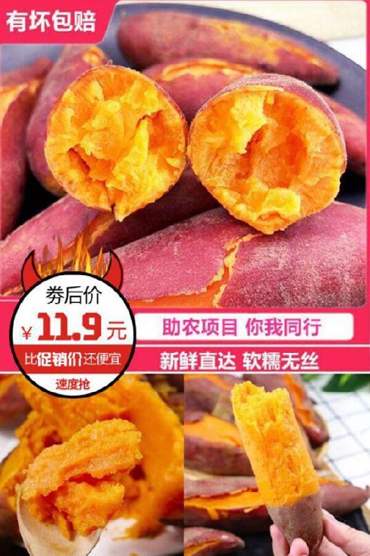 河南农家新鲜黄心小番薯5斤原价16.9元，券后价【11.9元】