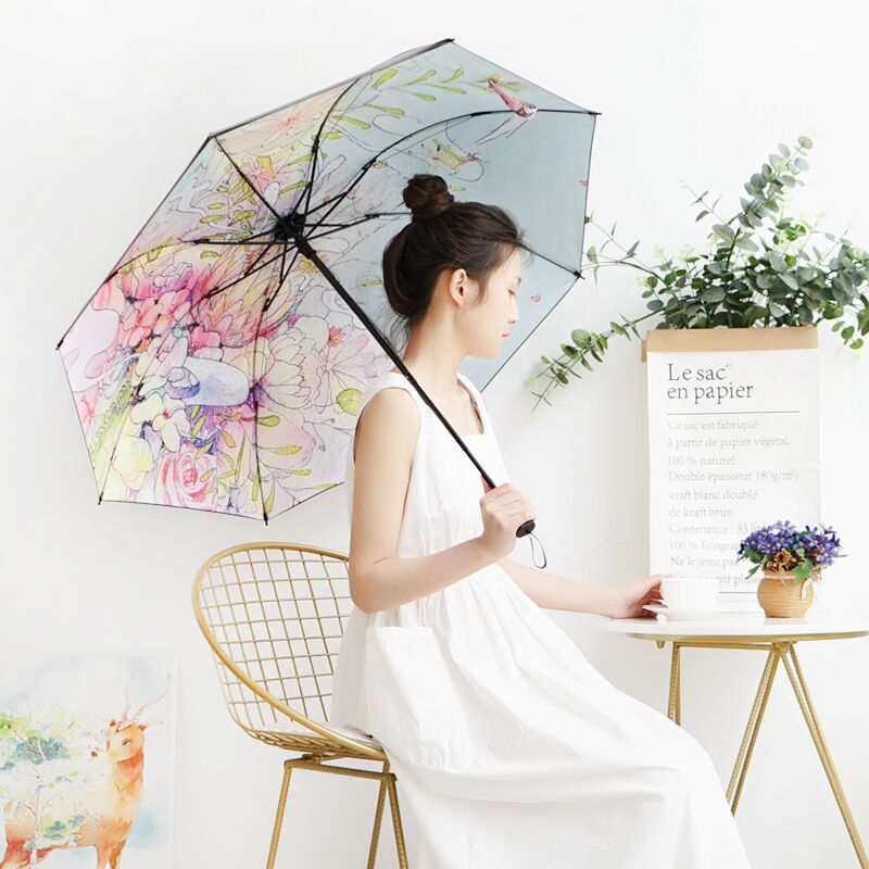 0点 羚羊早安插画晴雨伞  
