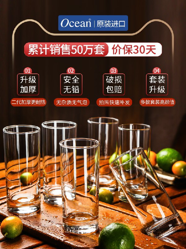 0点后下单 先领券Ocean进口玻璃杯14.9元6只 (n41sc6SpLaP)/