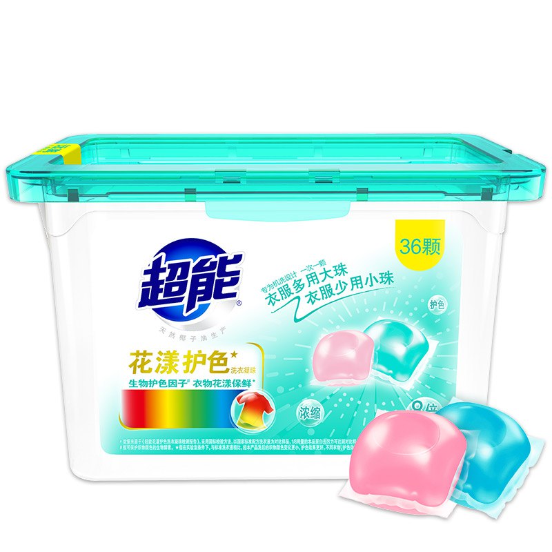 超能 花漾护色洗衣凝珠15g*12+10g*24（36颗）京东秒杀59.8