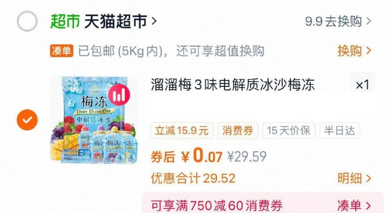 2.最后一步 凑単商品1件9/UyEs4l1IRhm// AA11溜溜梅冰沙梅冻仅0.07亓