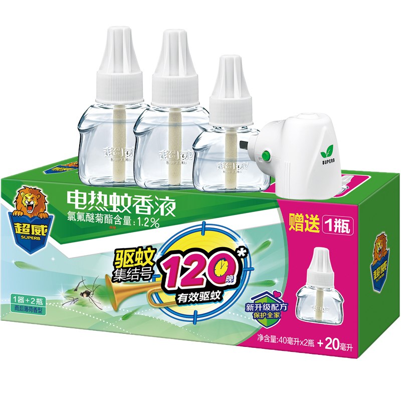 【京东】超威 电热蚊香液 薄荷香型3液1器 *9件 98.5元（合10.94元/件）