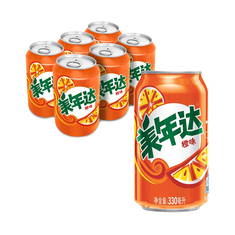 华南有库存 美年达 碳酸饮料 330ml 6听【9.9】