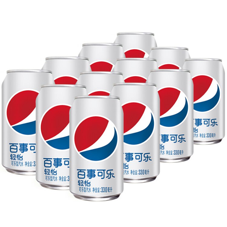 百事可乐 Pepsi 轻怡 零卡路里 汽水碳酸饮料 330ml*12罐 整箱装