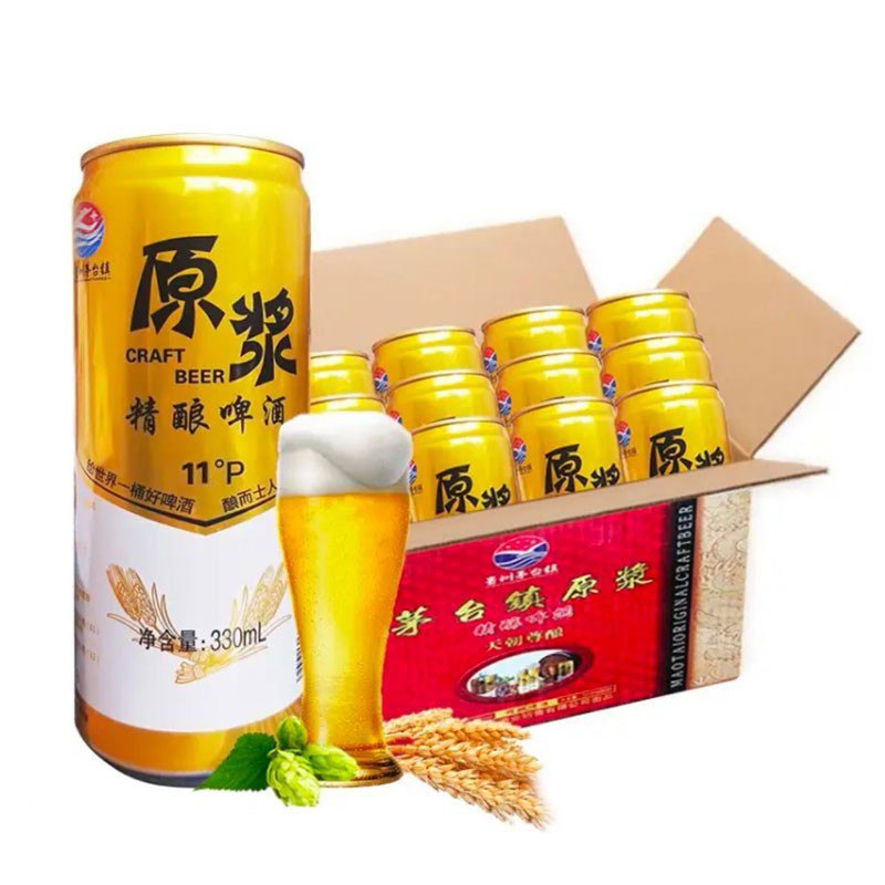 贵州茅台镇国产原浆鲜啤12瓶拍两件108元 24瓶两箱