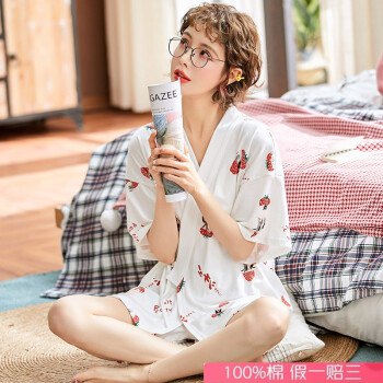 【京东】可爱睡衣日式和服少女春秋季纯棉短袖全棉家居服甜美网红套装夏 HF01 M码（85-100斤）券后52元