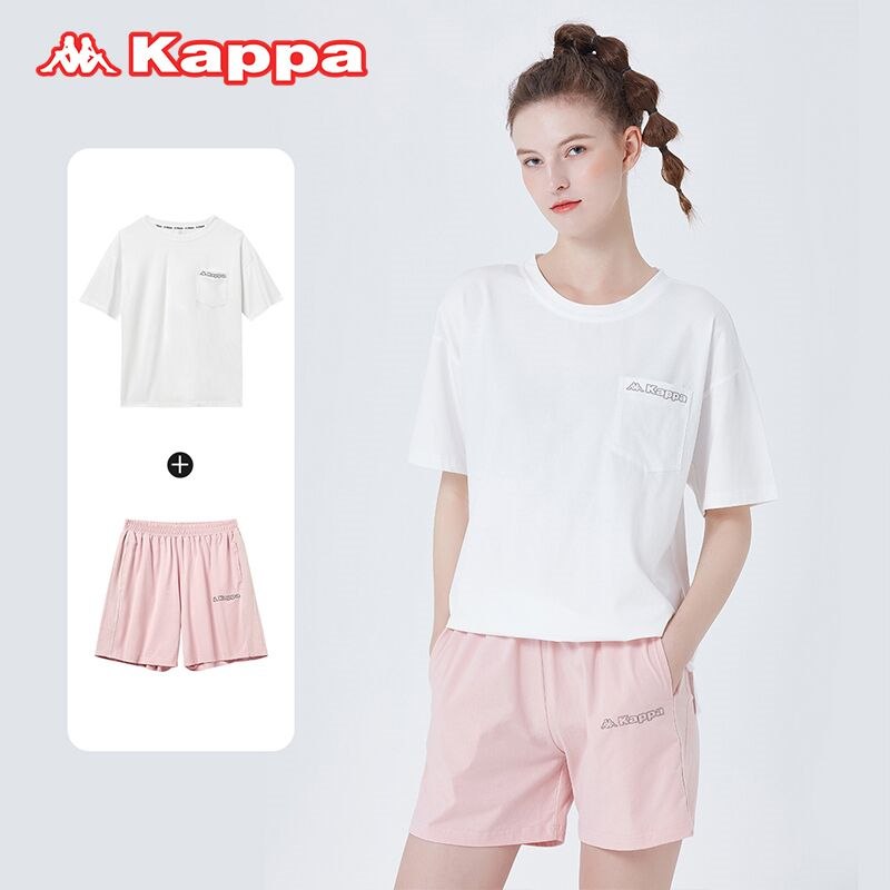 99元  kappa旗舰店卡帕无尘棉t恤短裤套装(5WvX2MHvd3V)/