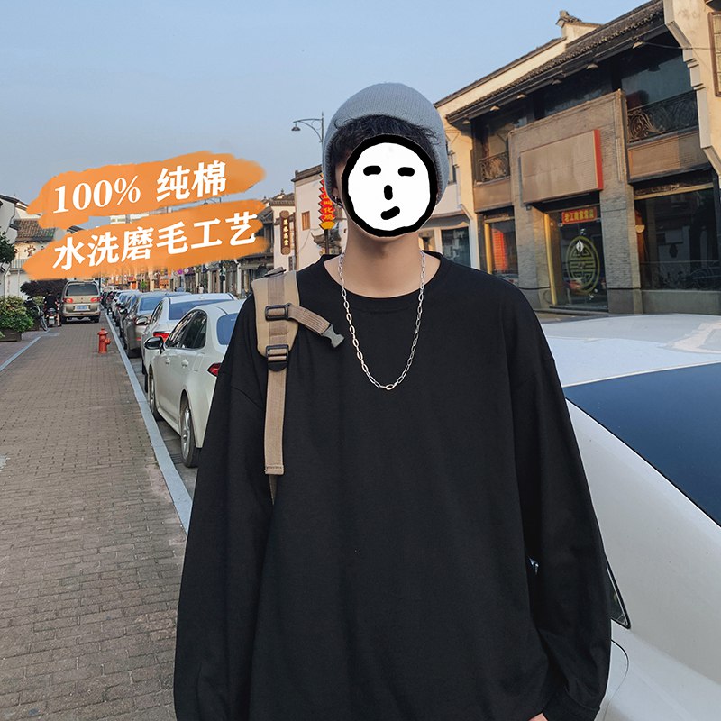港仔文艺男 拍下12.9元秋季长袖纯棉港风多款T恤  (fxaXcWOUI39)