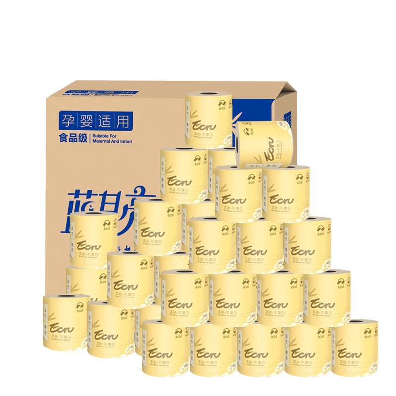 蓝月亮 竹浆本色卷纸 4层140g*27卷  下4件，领取199-100券付99.6元