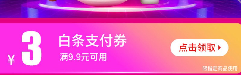 白条支付券 9.9-3券 指定用品